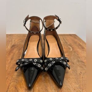 GANNI Black Eyelet Jewel Kitten Heels